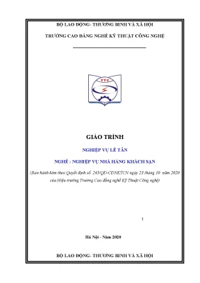 Giáo trình nghiệp vụ lễ tân nghề nghiệp vụ nhà hàng khách sạn trung cấp