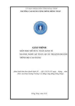 Giáo trình toán kinh tế nghề kế toán cao đẳng