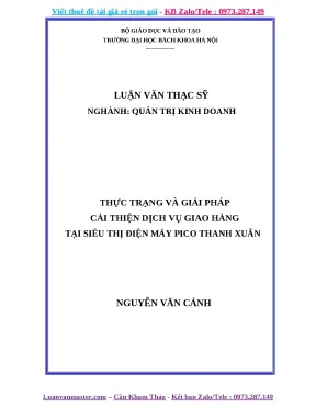 Luận văn thực trạng và giải pháp cải thiện dịch vụ giao hàng tại siêu thị điện máy pico thanh xuân
