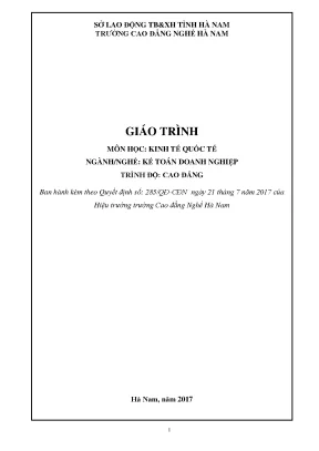 Giáo trình kinh tế quốc tế nghề kế toán doanh nghiệp cao đẳng
