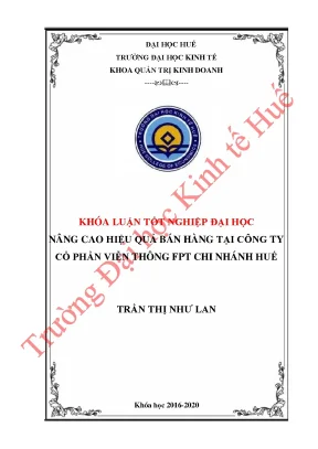 Nâng cao hiệu quả bán hàng tại công ty cổ phần viễn thông fpt chi nhánh huế