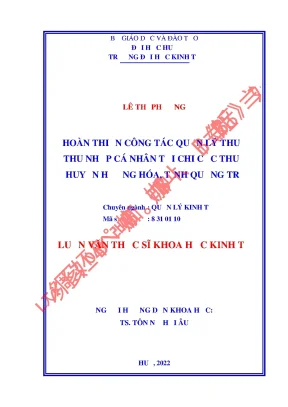 Hoàn thiện công tác quản lý thuế thu nhập cá nhân tại chi cục thuế huyện hướng hóa tỉnh quảng trị