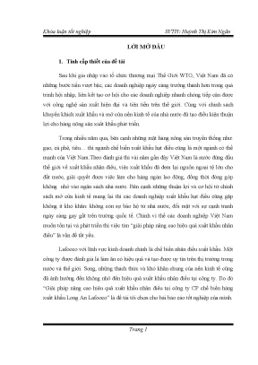 Khóa luận giải pháp nâng cao hiệu quả xuất khẩu nhân điều tại công ty cổ phần chế biến hàng xuất khẩu long an lafooco