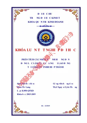 Phân tích các nhân tố ảnh hưởng đến động lực làm việc của người lao động tại công ty tnhh hiệp thành