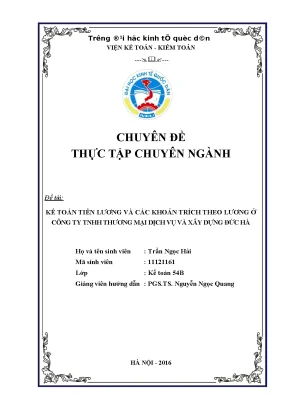 Kế toán tiền lương và các khoản trích theo lương ở công ty tnhh thương mại dịch vụ và xây dựng đức hà