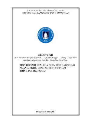 Giáo trình hóa phân tích đại cương nghề công nghệ thực phẩm trung cấp