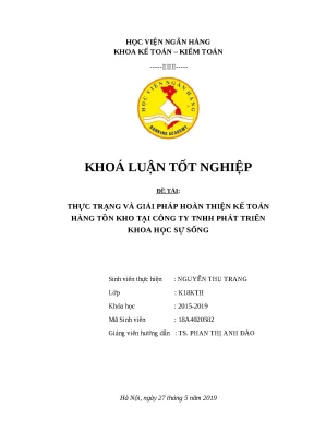 Luận văn tốt nghiệp hoàn thiện kế toán hàng tồn kho tại công ty tnhh phát triển khoa học sự sống