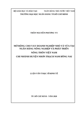 0857 mở rộng cho vay dn nhỏ và vừa tại nh nông nghiệp và ptnt việt nam chi nhánh huyện nhơn trạch nam đồng nai luận văn thạc sĩ tcnh trần nguyễn phương v