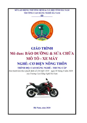Giáo trình bảo dưỡng và sửa chữa mô tô xe máy nghề cơ điện nông thôn cđtc