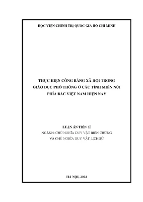 Thực hiện công bằng xã hội trong giáo dục phổ thông ở các tỉn miền núi phía bắc việt nam hiện nay