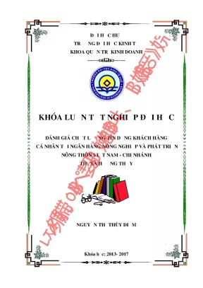 Đánh giá chất lượng tín dụng khách hàng cá nhân tại ngân hàng nông nghiệp và phát triển nông thôn việt nam chi nhánh thị xã hương thủy