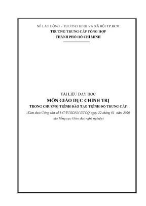 Giáo trình môn giáo dục chính trị trình độ trung cấp trường tc tổng hợp tp hồ chí minh