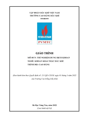 Giáo trình thí nghiệm dung dịch khoan nghề khoan khai thác dầu khí cao đẳng