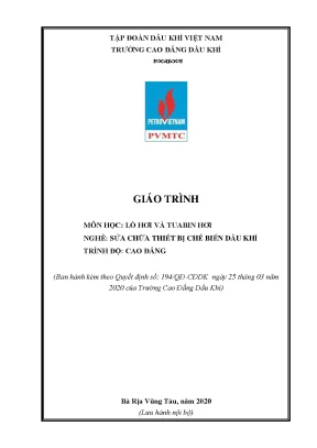 Giáo trình lò hơi và tuabin hơi nghề sửa chữa thiết bị chế biến dầu khí trình độ cao đẳng trường cao đẳng dầu khí năm 2020