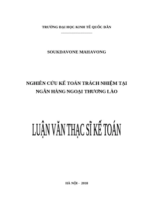Luận văn thạc sĩ nghiên cứu kế toán trách nhiệm tại ngân hàng ngoại thương lào