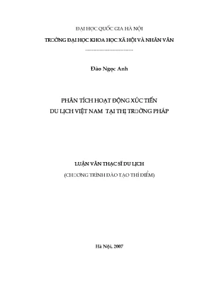 Luận văn thạc sĩ phân tích hoạt động xúc tiến du lịch việt nam tại thị trường pháp