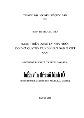Luận văn tốt nghiệp quản lý nhà nước đối với quỹ tín dụng nhân dân ở việt nam