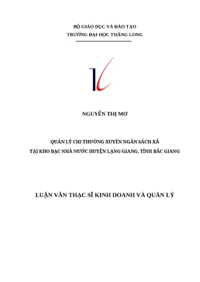 Luận văn thạc sĩ quản lý chi thường xuyên ngân sách xã tại kho bạc nhà nước huyện lạng giang tỉnh bắc giang