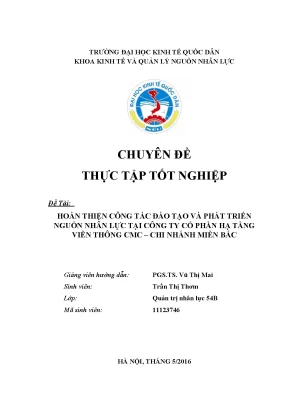 Hoàn thiện công tác đào tạo và phát triển nguồn nhân lực tại công ty cổ phần hạ tầng viễn thông cmc chi nhánh miền bắc