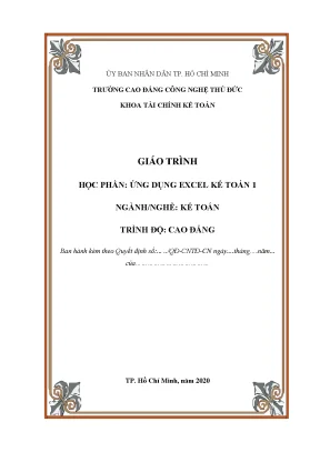Giáo trình ứng dụng excel kế toán 1 dành cho bậc cao đẳng ngành kế toán