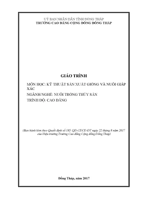 Giáo trình kỹ thuật sản xuất giống và nuôi giáp xác nghề nuôi trồng thuỷ sản cao đẳng