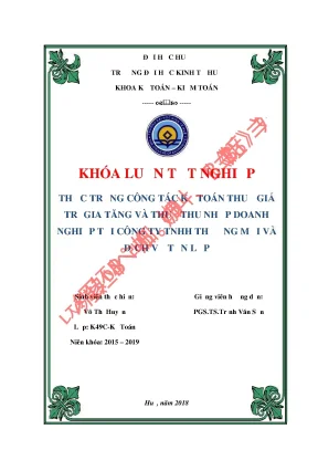 Khóa luận tốt nghiệp thực trạng công tác kế toán thuế giá trị gia tăng và thuế tndn tại công ty tnhh thương mại và dịch vụ tấn lập