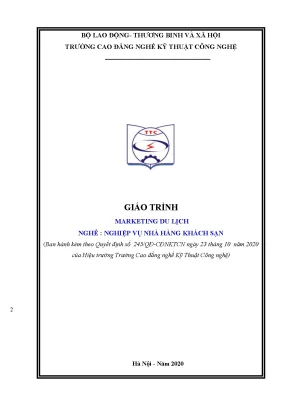 Giáo trình marketing du lịch nghề nghiệp vụ nhà hàng khách sạn trung cấp