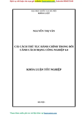 Khóa luận tốt nghiệp cải cách thủ tục hành chính trong bối cảnh cách mạng công nghiệp 4 0