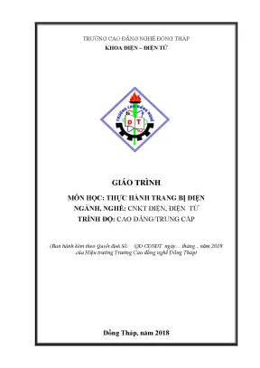 Giáo trình thực hành trang bị điện nghề công nghệ kỹ thuật điệnđiện tử cđtc