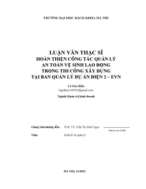 Hoàn thiện công tác quản lý an toàn vệ sinh lao động trong thi công xây dựng tại ban quản lý dự án điện 2 evn 333662