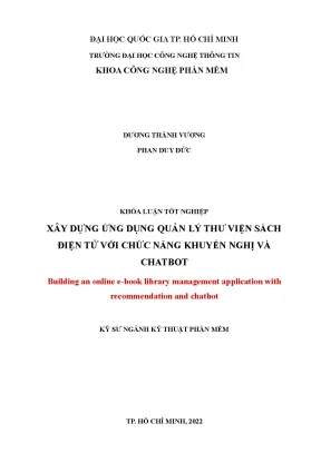 Khóa luận tốt nghiệp xây dựng ứng dụng quản lý thư viện sách điện tử với chức năng khuyến nghị và chatbot