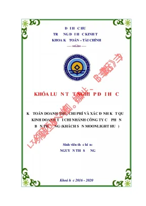 Kế toán doanh thu chi phí và xác định kết quả kinh doanh tại chi nhánh công ty cổ phần bốn phương khách sạn moonlight huế