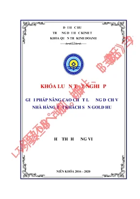 Khóa luận tốt nghiệp giải pháp nâng cao chất lượng dịch vụ nhà hàng tại khách sạn gold huế