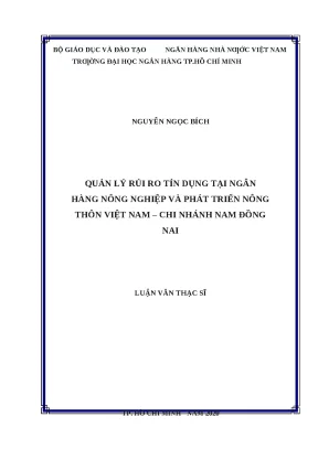 0353 quản trị rủi ro tín dụng tại nh nông nghiệp và ptnt việt nam chi nhánh nam đồng nai luận văn thạc sĩ tcnh nguyễn ngọc bích trần việt dũng tp hcm đ