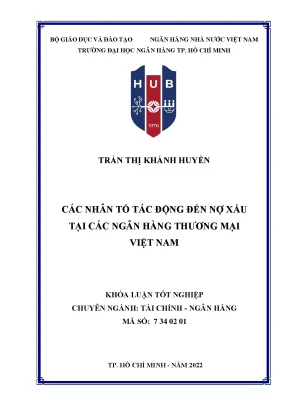Các nhân tố ảnh hưởng đến nợ xấu tại các ngân hàng thương mại việt nam