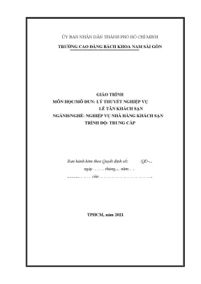 Giáo trình lý thuyết nghiệp vụ lễ tân khách sạn ngành nghiệp vụ nhà hàng khách sạn trung cấp
