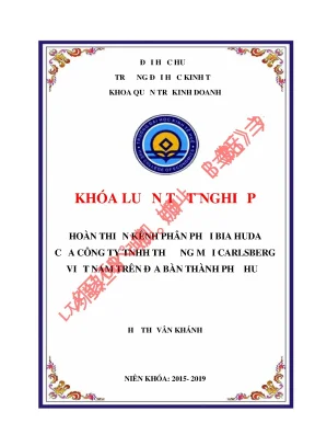 Hoàn thiện kênh phân phối bia huda của công ty tnhh thương mại carlsberg việt nam trên địa bàn thành phố huế