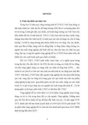 Luận văn quản lý nhà nước đối với phát triển công nghiệp hỗ trợ ở thành phố hà nội