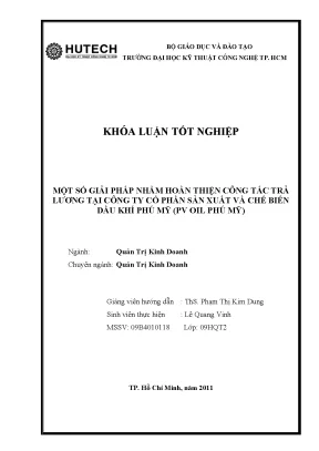 Khóa luận thực trạng và một số giải pháp nhằm hoàn thiện công tác quản lý lao động và công tác trả lương tại công ty cổ phần sản xụất và chế biến dầu khí phú mỹ pv oil phú mỹ