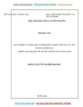 Khóa luận tốt nghiệp quan điểm của sinh viên về bình đẳng trong tiếp cận vắcxin covid 19 hiện nay