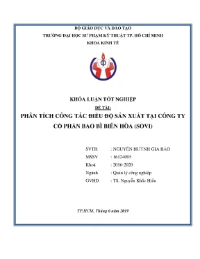 Khóa luận tốt nghiệp phân tích công tác điều độ sản xuất tại công ty cổ phần bao bì biên hòa sovi
