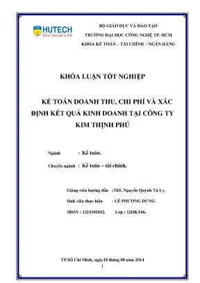 Khóa luận tốt nghiệp kế toán doanh thu chi phí và xác định kết quả kinh doanh tại công ty kim thịnh phú