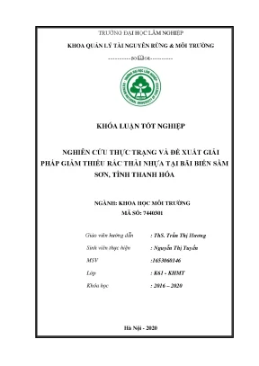 Khoá luận tốt nghiệp nghiên cứu thực trạng và đề xuất giải pháp giảm thiểu rác thải nhựa tại bãi biển sầm sơn tỉnh thanh hóa
