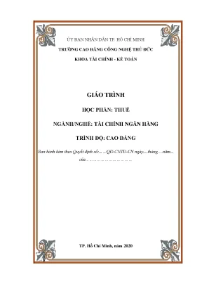 Giáo trình thuế dành cho bậc cao đẳng ngành ngân hàng