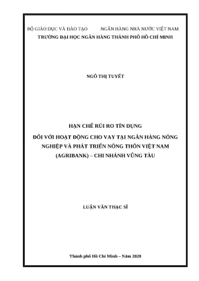 1064 hạn chế rủi ro tín dụng đối với hoạt động cho vay tại nh nông nghiệp và ptnt việt nam agribank chi nhánh vũng tàu luận văn thạc sĩ tcnh ngô thị tuy