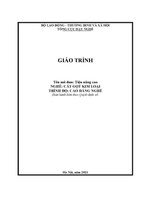 Giáo trình tiện nâng cao nghề cắt gọt kim loại trình độ cao đẳng nghề