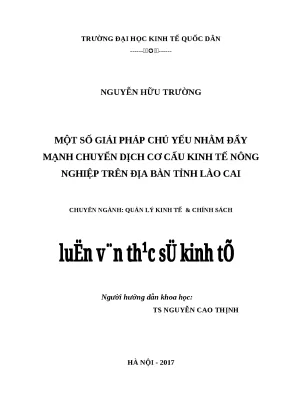 Luận văn thạc sĩ giải pháp chủ yếu nhằm đẩy mạnh chuyển dịch cơ cấu kinh tế nông nghiệp trên địa bàn tỉnh lào cai
