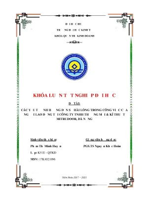 Khóa luận tốt nghiệp các yếu tố ảnh hưởng đến sự hài lòng trong công việc của người lao động tại công ty tnhh thương mại và kĩ thuật mitrudoor đà nẵng