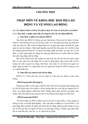 Nhập môn về khoa học bảo hộ lao động và vệ sinh lao động
