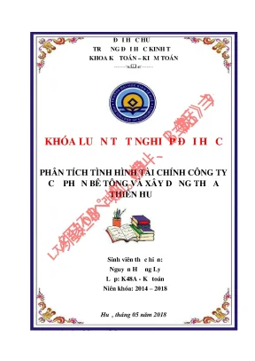 Khóa luận tốt nghiệp phân tích tình hình tài chính tại công ty cổ phần bê tông và xây dựng thừa thiên huế